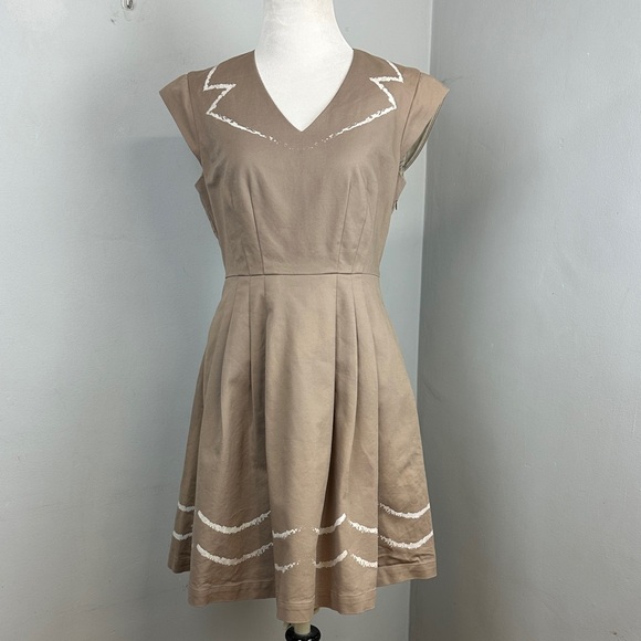 ModCloth Bea & Dot Tan and White Oslo and Behold Dress Sz S - Picture 3 of 16